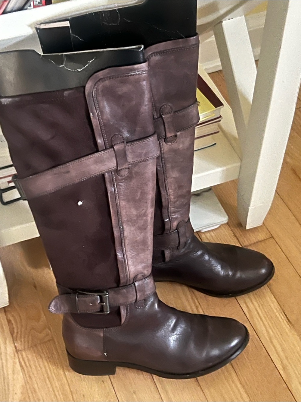 Women’s Kenneth Cole Two-Tone Riding Boots in Brown Plum